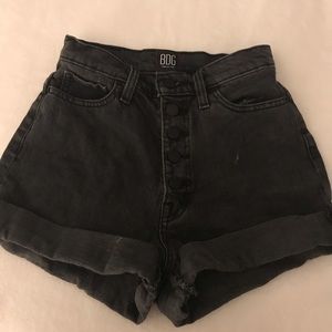 Black high rise jean shorts